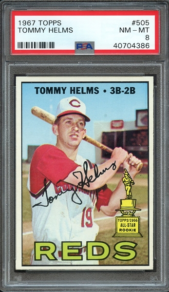 1967 TOPPS 505 TOMMY HELMS PSA NM-MT 8