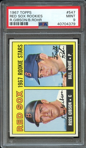 1967 TOPPS 547 RED SOX ROOKIES R.GIBSON/B.ROHR PSA MINT 9