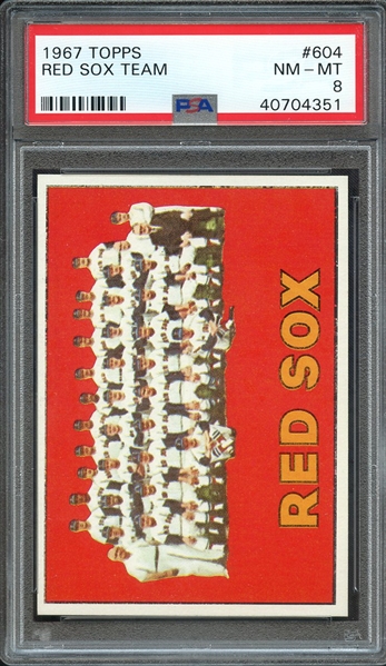 1967 TOPPS 604 RED SOX TEAM PSA NM-MT 8