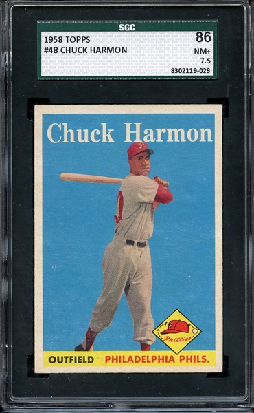 1958 TOPPS 48 CHUCK HARMON SGC NM+ 86 / 7.5