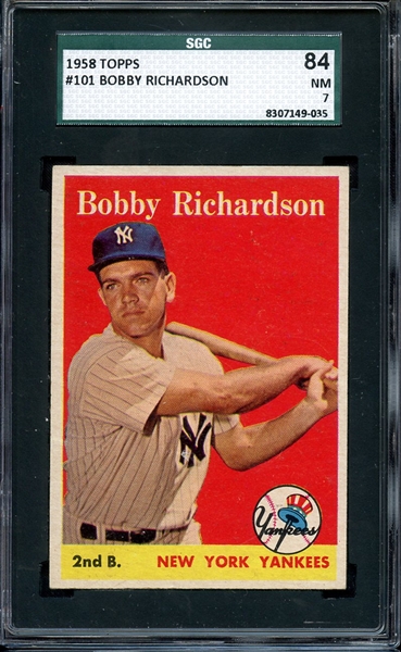 1958 TOPPS 101 BOBBY RICHARDSON SGC NM 84 / 7