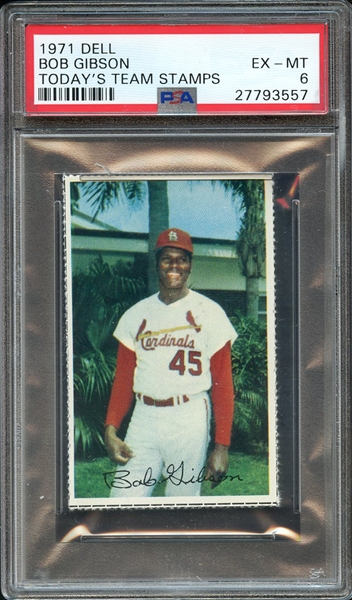 1971 DELL TODAY'S TEAM STAMPS BOB GIBSON TODAY'S TEAM STAMPS PSA EX-MT 6