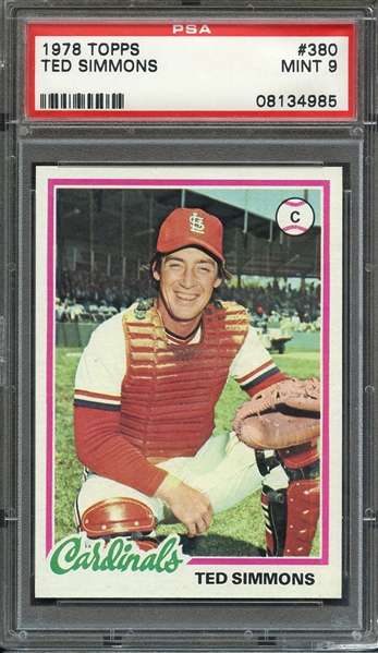 1978 TOPPS 380 TED SIMMONS PSA MINT 9
