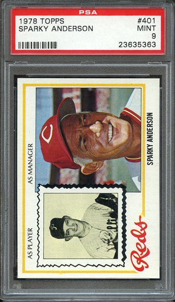 1978 TOPPS 401 SPARKY ANDERSON PSA MINT 9