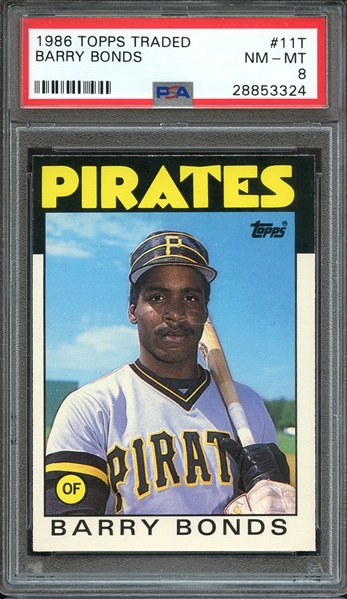 1986 TOPPS TRADED 11T BARRY BONDS RC PSA NM-MT 8