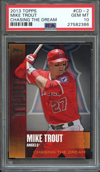 2013 TOPPS CHASING THE DREAM CD-2 MIKE TROUT PSA GEM MT 10