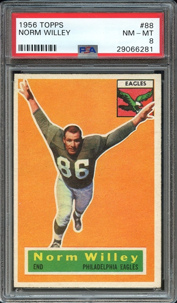 1956 TOPPS 88 NORM WILLEY PSA NM-MT 8