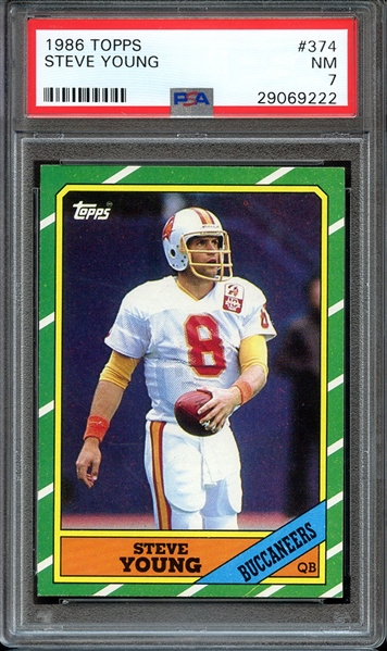 1986 TOPPS 374 STEVE YOUNG RC PSA NM 7
