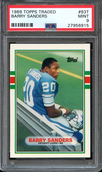 1989 TOPPS TRADED 83T BARRY SANDERS RC PSA MINT 9
