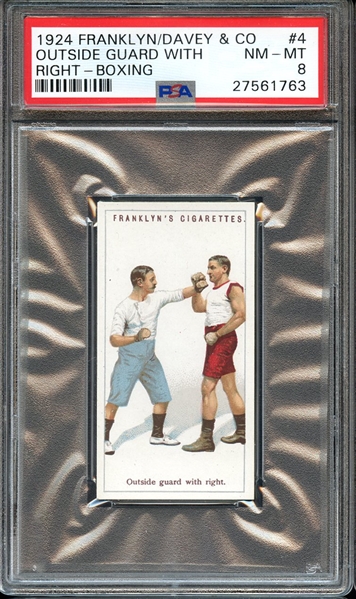 1924 FRANKLYN, DAVEY & CO. BOXING 4 OUTSIDE GUARD WITH RIGHT-BOXING PSA NM-MT 8