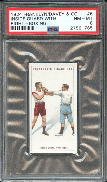 1924 FRANKLYN, DAVEY & CO. BOXING 6 INSIDE GUARD WITH RIGHT-BOXING PSA NM-MT 8