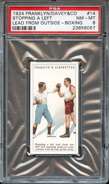 1924 FRANKLYN, DAVEY & CO. BOXING 14 STOPPING A LEFT LEAD FROM OUTSIDE-BOXING PSA NM-MT 8