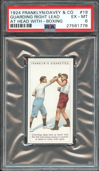 1924 FRANKLYN, DAVEY & CO. BOXING 19 GUARDING RIGHT LEAD AT HEAD WITH-BOXING PSA EX-MT 6
