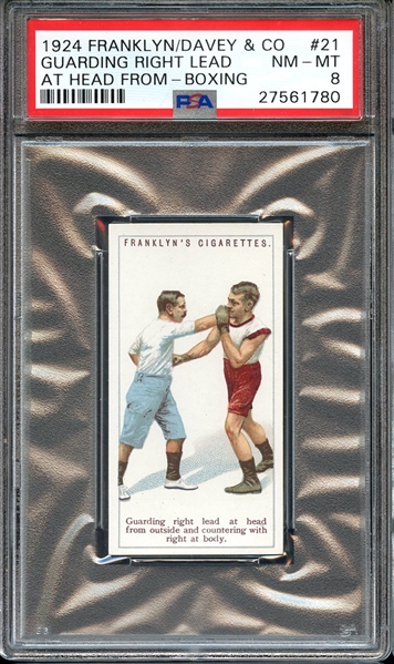1924 FRANKLYN, DAVEY & CO. BOXING 21 GUARDING RIGHT LEAD AT HEAD FROM-BOXING PSA NM-MT 8