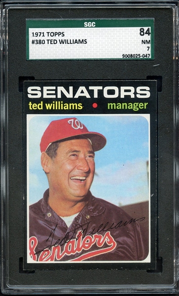 1971 TOPPS 380 TED WILLIAMS SGC NM 84 / 7