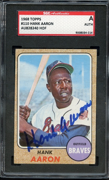HANK AARON SIGNED 1968 TOPPS CARD SGC AUTHENTIC