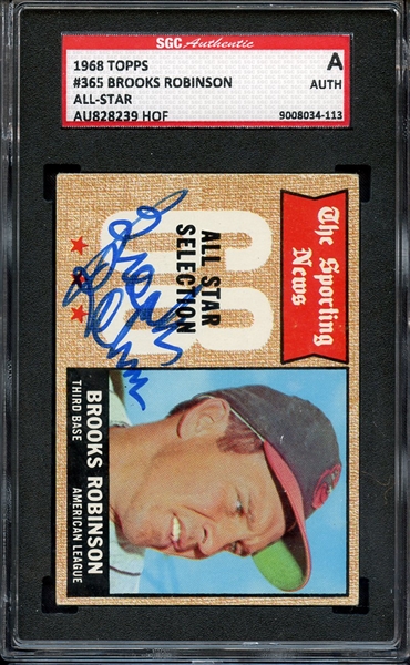 BROOKS ROBINSON ALL STAR SIGNED 1968 TOPPS CARD SGC AUTHENTIC
