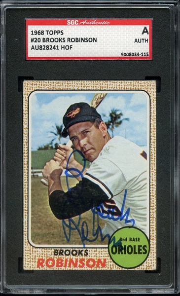 BROOKS ROBINSON SIGNED 1968 TOPPS CARD SGC AUTHENTIC