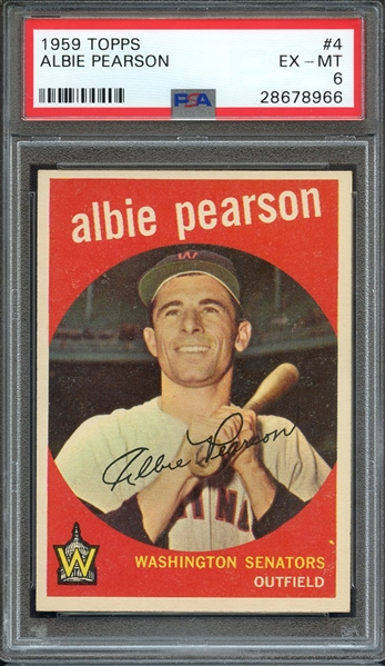 1959 TOPPS 4 ALBIE PEARSON PSA EX-MT 6