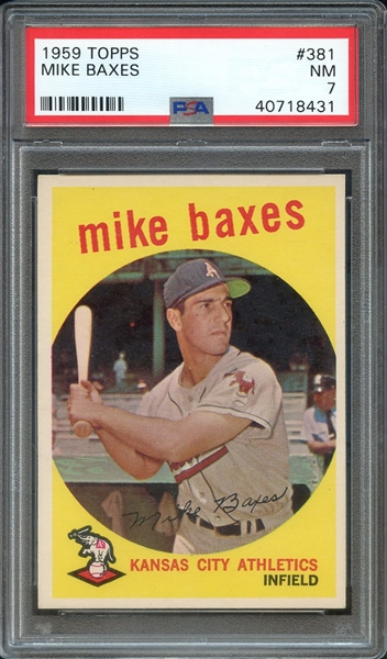 1959 TOPPS 381 MIKE BAXES PSA NM 7
