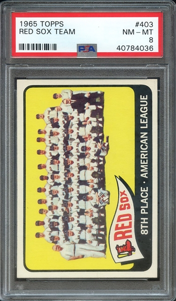 1965 TOPPS 403 RED SOX TEAM PSA NM-MT 8