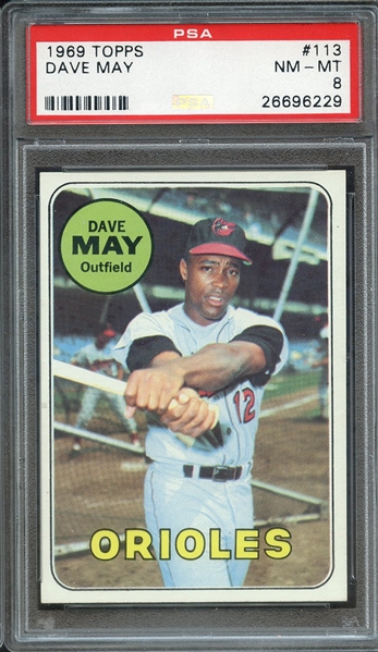 1969 TOPPS 113 DAVE MAY PSA NM-MT 8