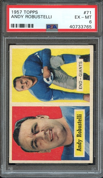 1957 TOPPS 71 ANDY ROBUSTELLI PSA EX-MT 6