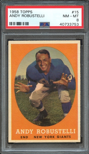 1958 TOPPS 15 ANDY ROBUSTELLI PSA NM-MT 8