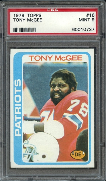 1978 TOPPS 16 TONY McGEE PSA MINT 9