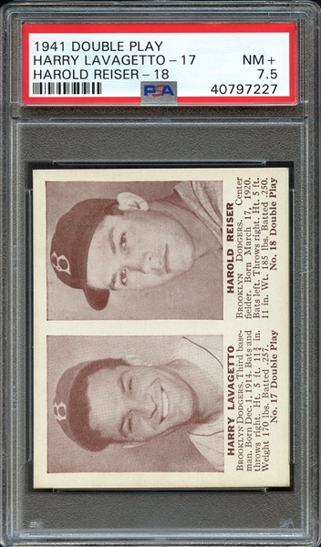 1941 DOUBLE PLAY HARRY LAVAGETTO-17 HAROLD REISER-18 PSA NM+ 7.5