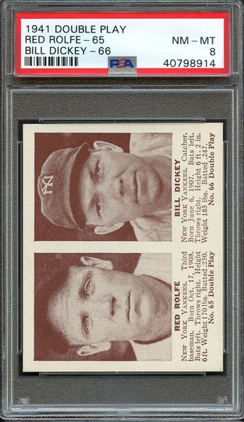 1941 DOUBLE PLAY RED ROLFE-65 BILL DICKEY-66 PSA NM-MT 8