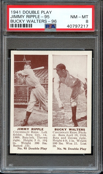 1941 DOUBLE PLAY JIMMY RIPPLE-95 BUCKY WALTERS-96 PSA NM-MT 8
