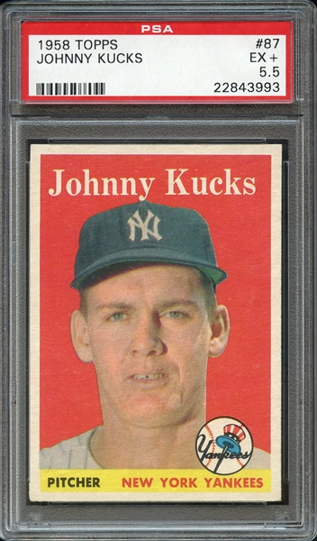 1958 TOPPS 87 JOHNNY KUCKS PSA EX+ 5.5