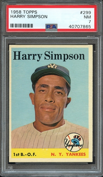 1958 TOPPS 299 HARRY SIMPSON PSA NM 7