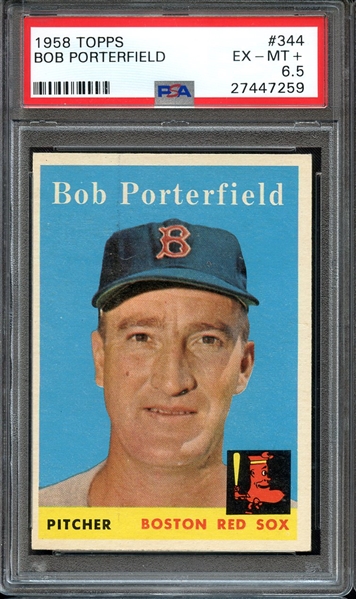 1958 TOPPS 344 BOB PORTERFIELD PSA EX-MT+ 6.5
