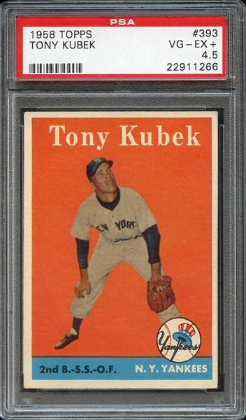 1958 TOPPS 393 TONY KUBEK PSA VG-EX+ 4.5