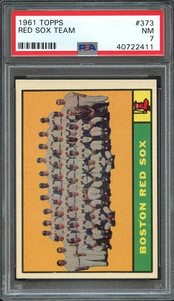 1961 TOPPS 373 RED SOX TEAM PSA NM 7