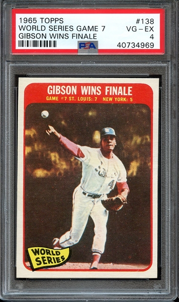 1965 TOPPS 138 WORLD SERIES GAME 7 GIBSON WINS FINALE PSA VG-EX 4
