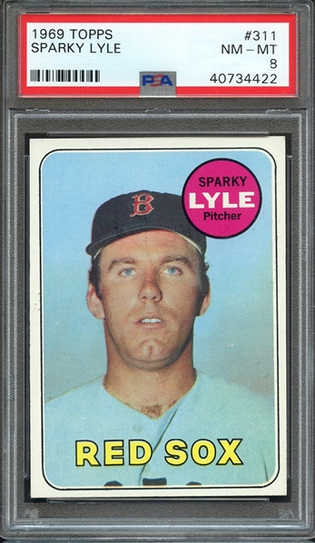 1969 TOPPS 311 SPARKY LYLE PSA NM-MT 8