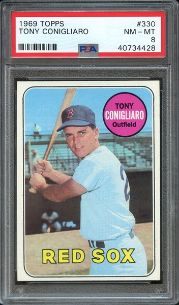 1969 TOPPS 330 TONY CONIGLIARO PSA NM-MT 8