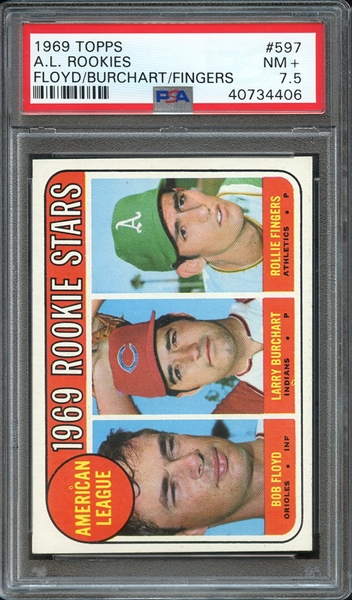 1969 TOPPS 597 ROLLIE FINGERS RC PSA NM+ 7.5