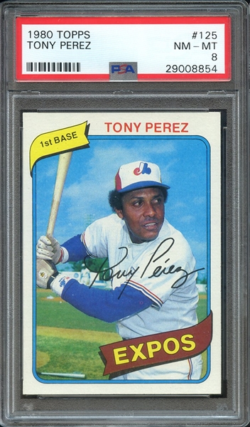 1980 TOPPS 125 TONY PEREZ PSA NM-MT 8