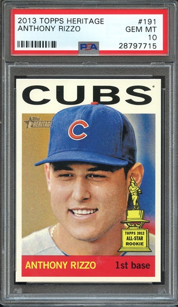 2013 TOPPS HERITAGE 191 ANTHONY RIZZO PSA GEM MT 10