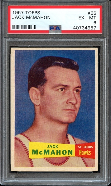 1957 TOPPS 66 JACK McMAHON PSA EX-MT 6