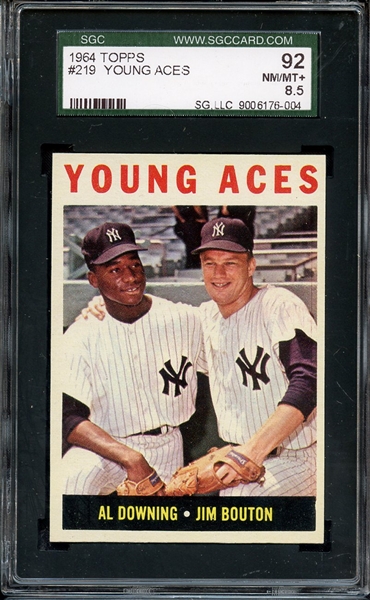 1964 TOPPS 219 YOUNG ACES DOWNING BOUTON SGC NM/MT+ 92 / 8.5