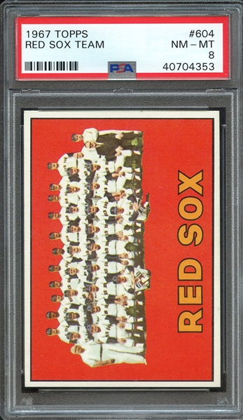 1967 TOPPS 604 RED SOX TEAM PSA NM-MT 8