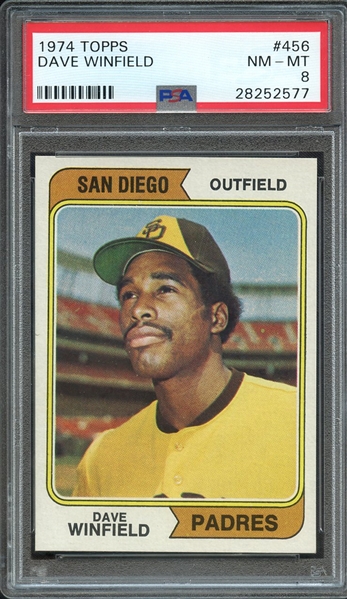 1974 TOPPS 456 DAVE WINFIELD RC PSA NM-MT 8