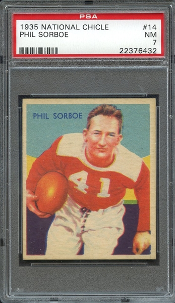 1935 NATIONAL CHICLE 14 PHIL SORBOE PSA NM 7