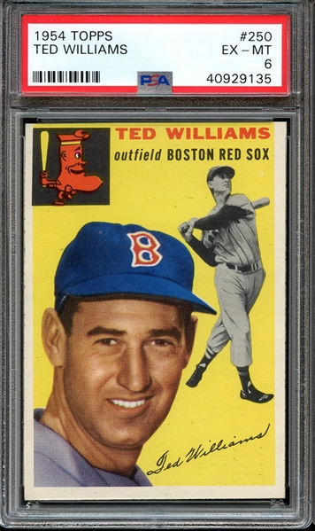 1954 TOPPS 250 TED WILLIAMS PSA EX-MT 6