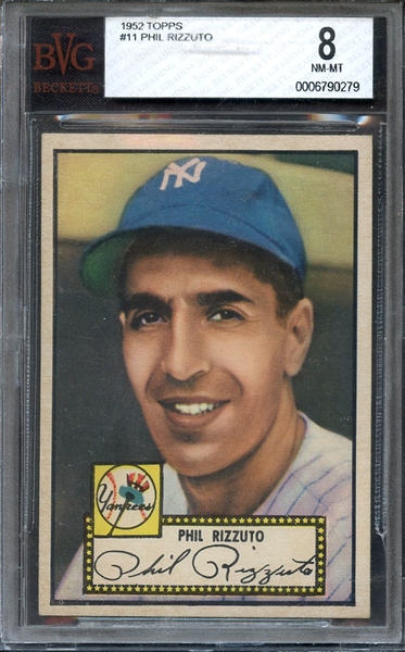 1952 TOPPS 11 PHIL RIZZUTO RED BACK BVG NM-MT 8